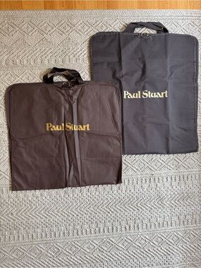 Paul Stuart Brown Garment Bags with Gold Logo - Set of 2